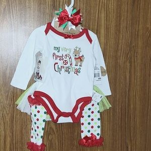 Girls 6 month My First Christmas Set 4pc